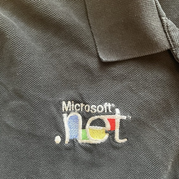 RARE Vintage Microsoft .Net TV Polo Shirt Embroidered Black Cotton 90's Faded - Picture 4 of 7